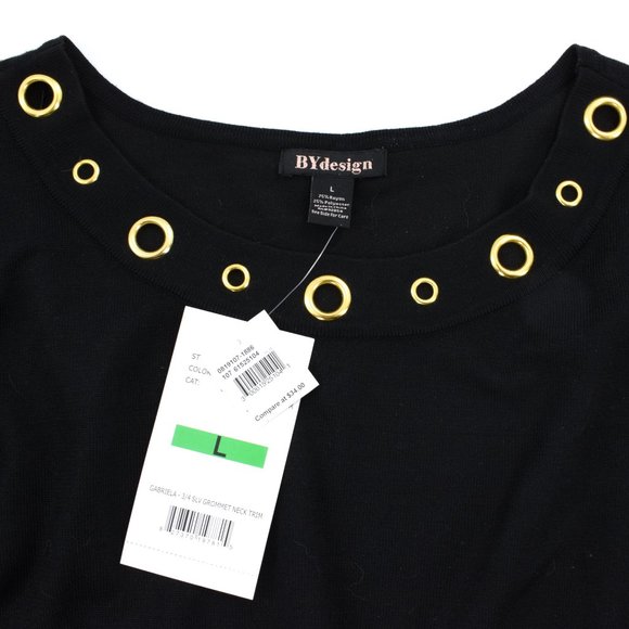 By Design Black Pullover with Grommet Trim L NWT - Picture 5 of 7